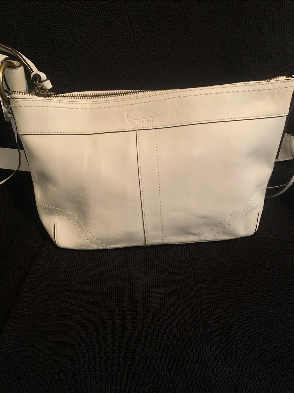 Coach Cream Leather Shoulder Bag with Adjustable Strap